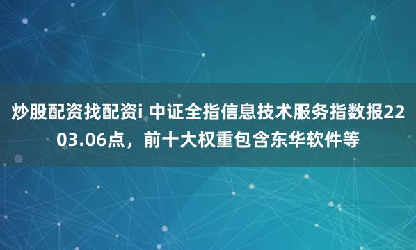 炒股配资找配资i 中证全指信息技术服务指数报2203.06点，前十大权重包含东华软件等